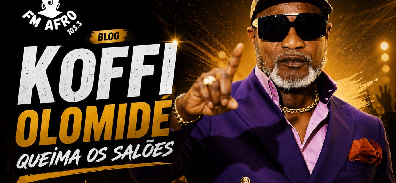 Koffi Olomidé em destaque na capa do blog da FM Afro sobre o sucesso da música Roi Baudoin