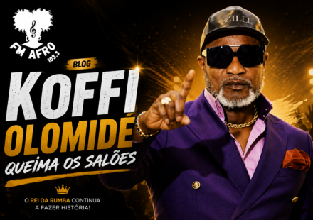 Koffi Olomidé em destaque na capa do blog da FM Afro sobre o sucesso da música Roi Baudoin
