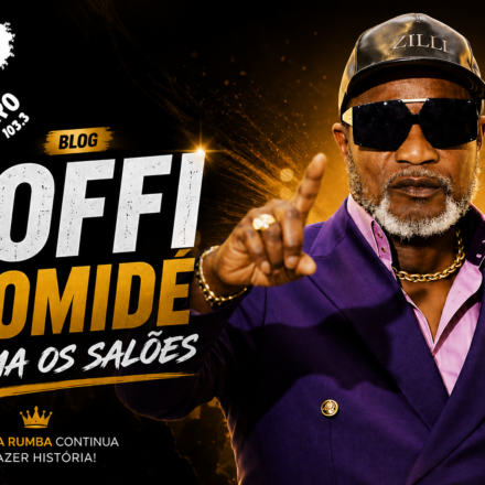 Koffi Olomidé em destaque na capa do blog da FM Afro sobre o sucesso da música Roi Baudoin